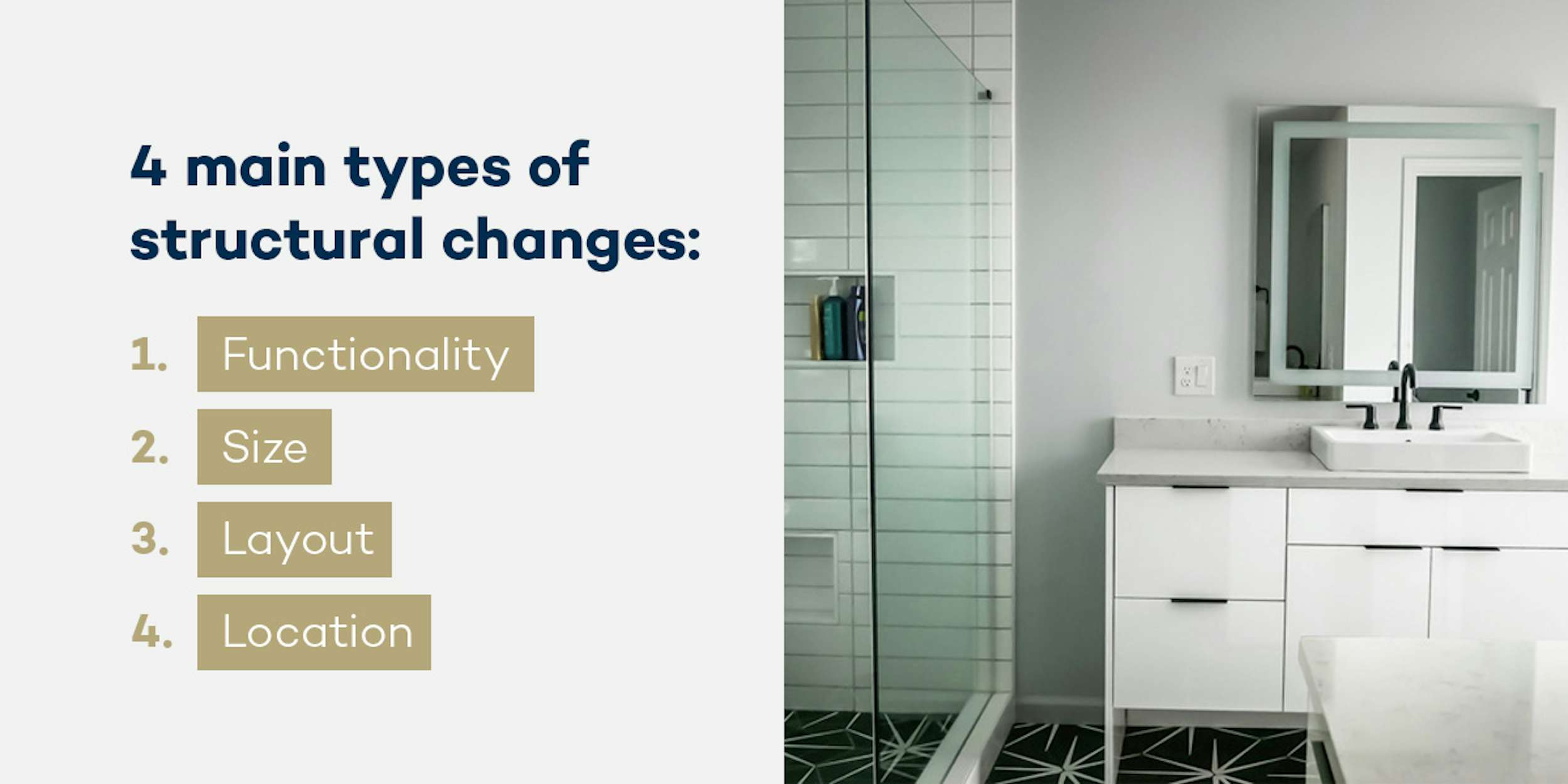 4 main types of structural bathroom changes